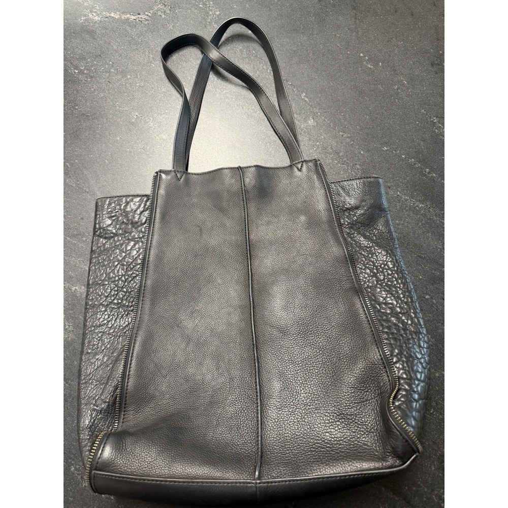 Kelsi Dagger Black Leather Tote Bag Large Zip Detail Shoulder Handbag